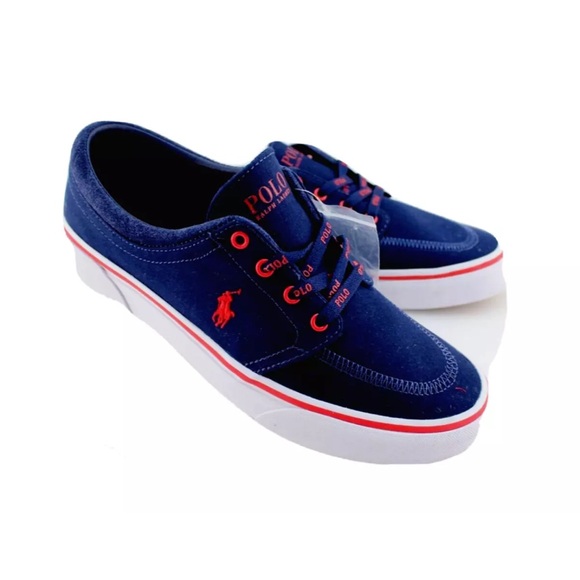 NWT POLO Ralph Lauren Faxon Low Size Navy Blue/Red Pony Men's